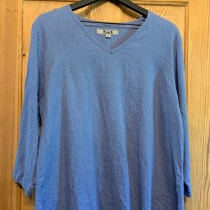 Flax Blue Linen V-neck Tunic